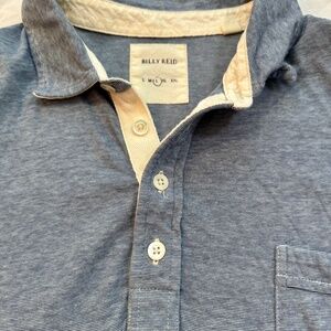 Classic Billy Reid Men’s Large Polo distressed Blue-gray navy with pocket